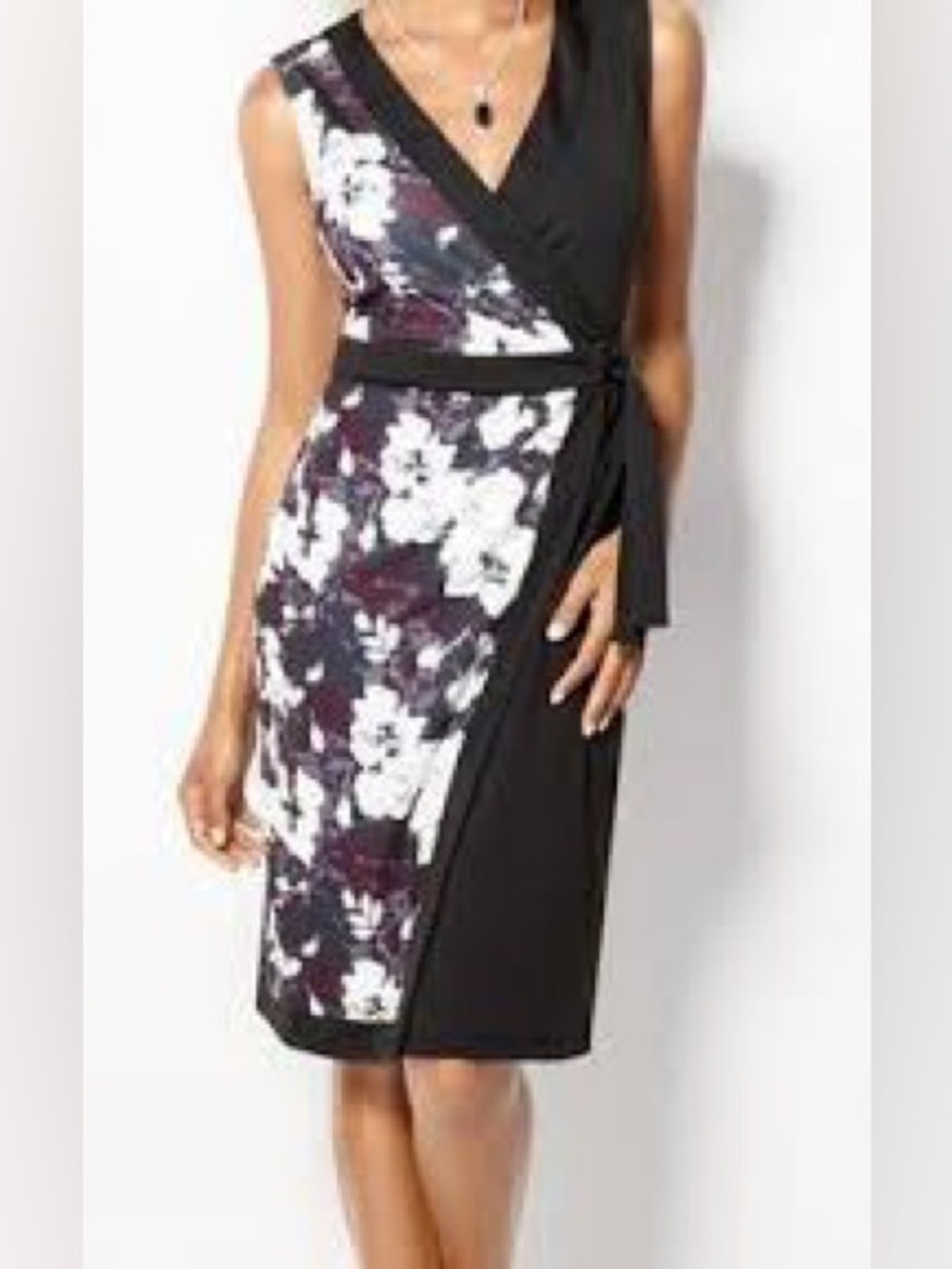 Avon Signature Collection Pretty Florals Wrap Dress M Black White Sleeveless
